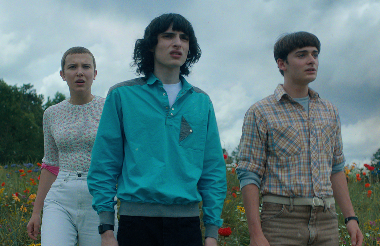 Millie Bobby Brown, Finn Wolfhard, and Noah Schnapp in Stranger Things 4 (Photo: Netflix)