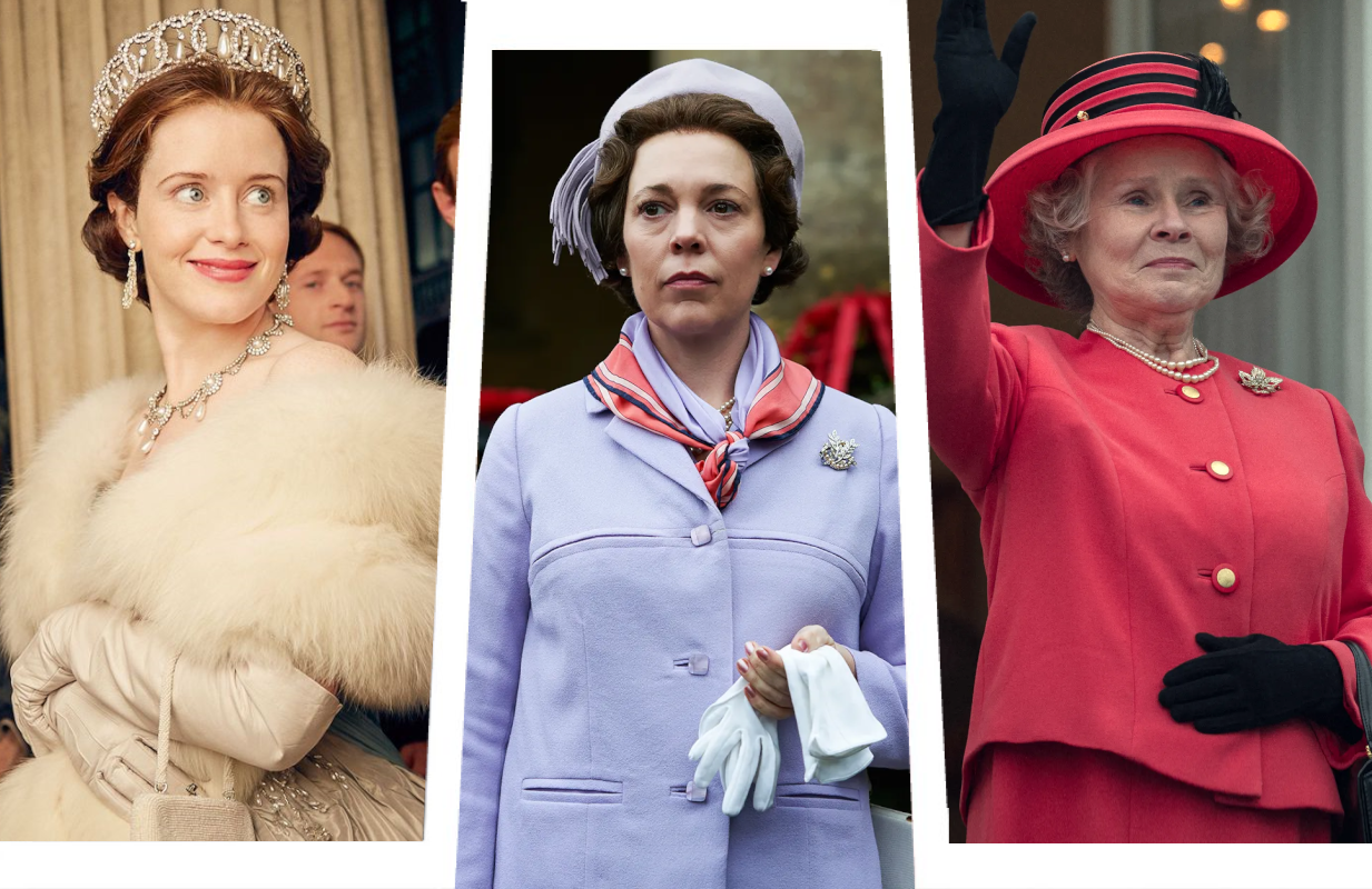 The Crown's three Queens: Claire Foy, Olivia Colman, and Imelda Staunton (Photos: Netflix/Primetimer graphic)