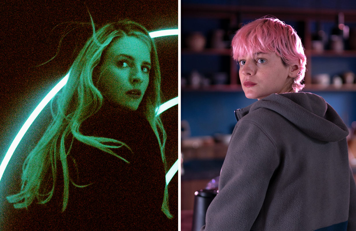 Brit Marling in The OA; Emma Corrin in A Murder at the End of the World (photos: Netflix, FX)
