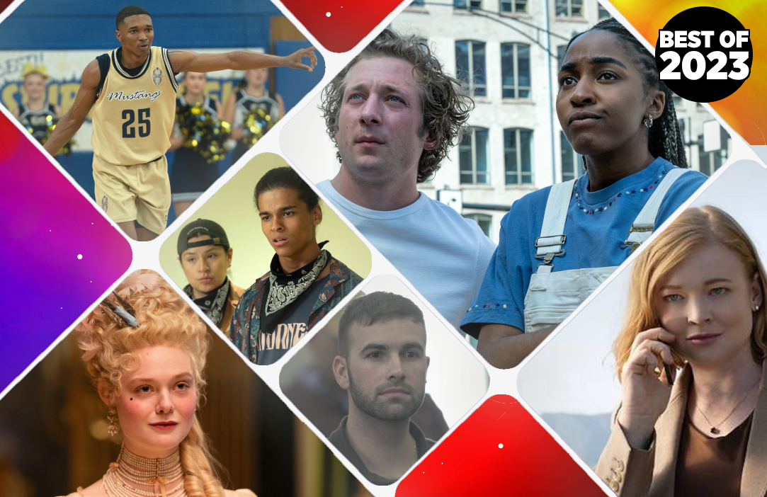 Swagger, The Great, Reservation Dogs, Jury Duty, The Bear, Succession (Photos: Apple TV+/Hulu/FX/Amazon Studios/HBO; Primetimer graphic)