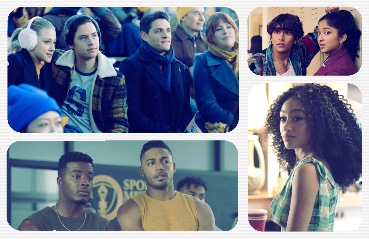Clockwise: Riverdale, Never Have I Ever, Cruel Summer, All American (Photos: The CW/Netflix/Freeform; Primetimer graphic)