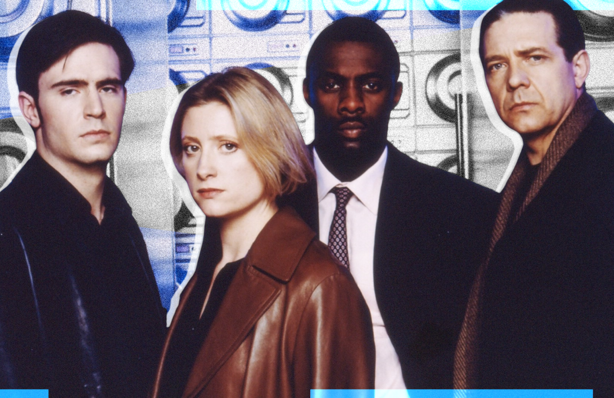 Jack Davenport, Susannah Harker, Idris Elba, and Philip Quast in Ultraviolet (Photo: Everett Collection; Primetimer graphic)