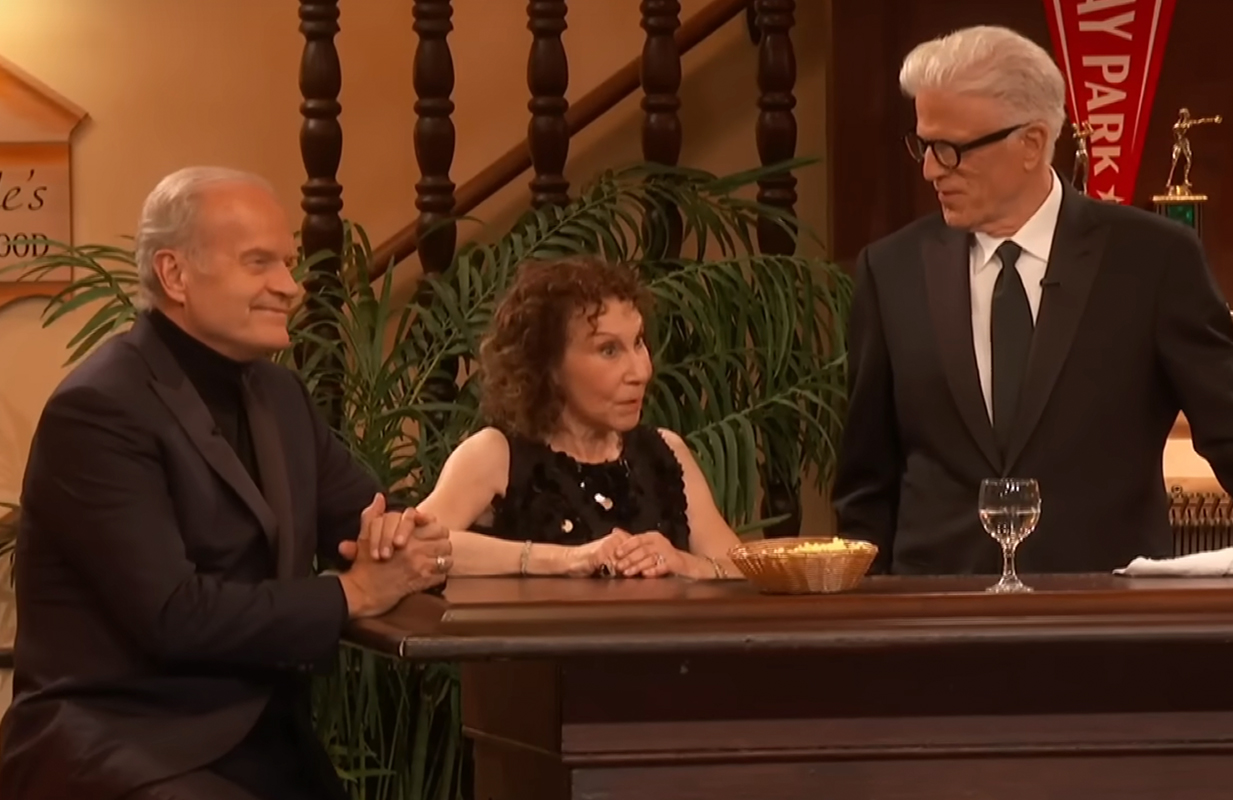 Kelsey Grammer, Rhea Perlman, and Ted Danson reunite at the 75th Emmy Awards (Screenshot: Fox)