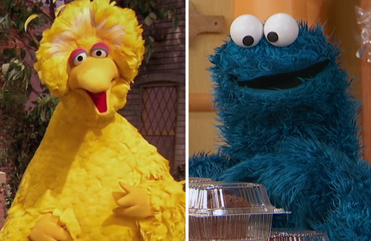 Big Bird and Cookie Monster on Sesame Street (Photos: Max)