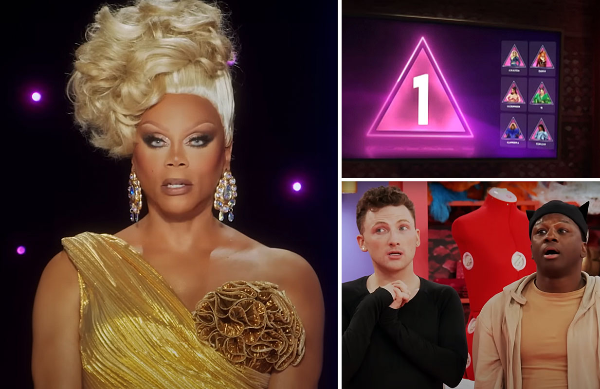 RuPaul, Plasma, and Hershii LiqCour-Jeté on Rupaul's Drag Race (photo: MTV)