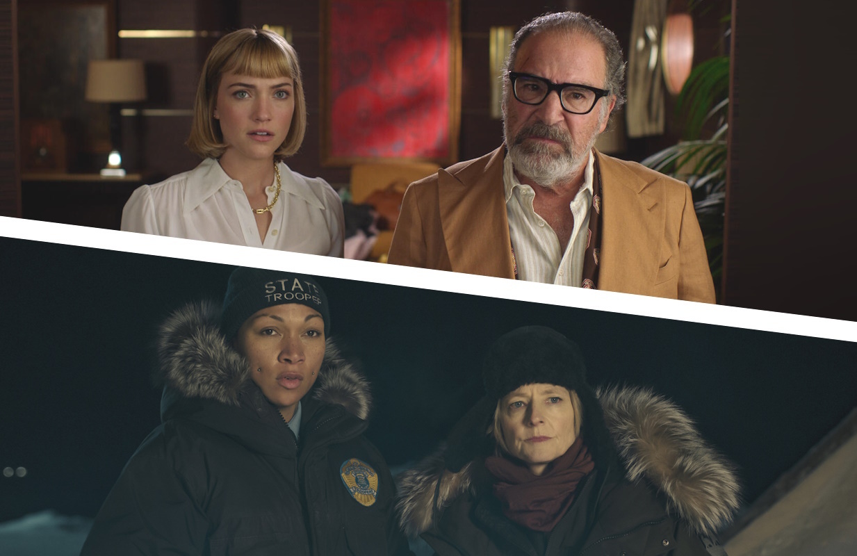 Top: Violett Beane and Mandy Patinkin in Death and Other Details (Photo: Hulu); Bottom: Kali Reis and Jodie Foster in True Detective: Night Country (Photo: HBO)