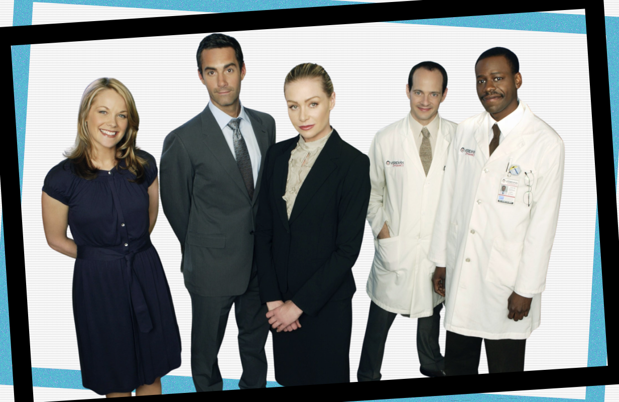 Andrea Anders, Jay Harrington, Portia de Rossi, Jonathan Slavin, and Malcolm Barrett in Better Off Ted (Photo: Everett Collection; Primetimer graphic)