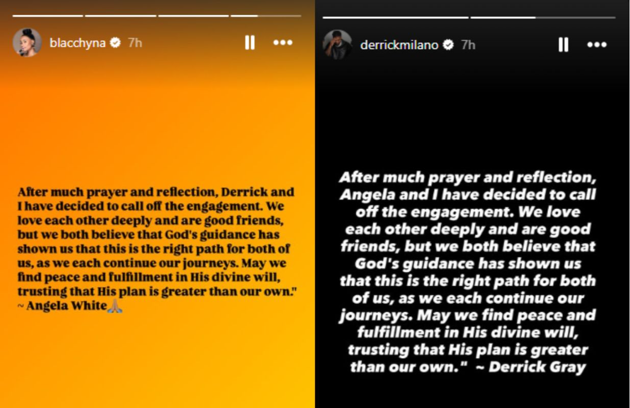 Blac Chyna & Derrick Milano's Instagram stories (Image via Instagram/@blacchyna & Instagram/@derrickmilano)