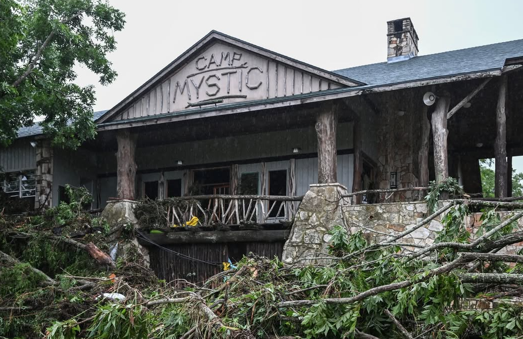 An image of destroyed Camp Mystic building (Image via Insatgram/@katiecouric)