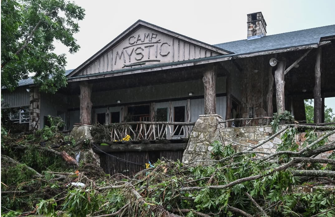 An image of the now-destroyed Camp Mystic building (Image via Instagram/@katiecouric)