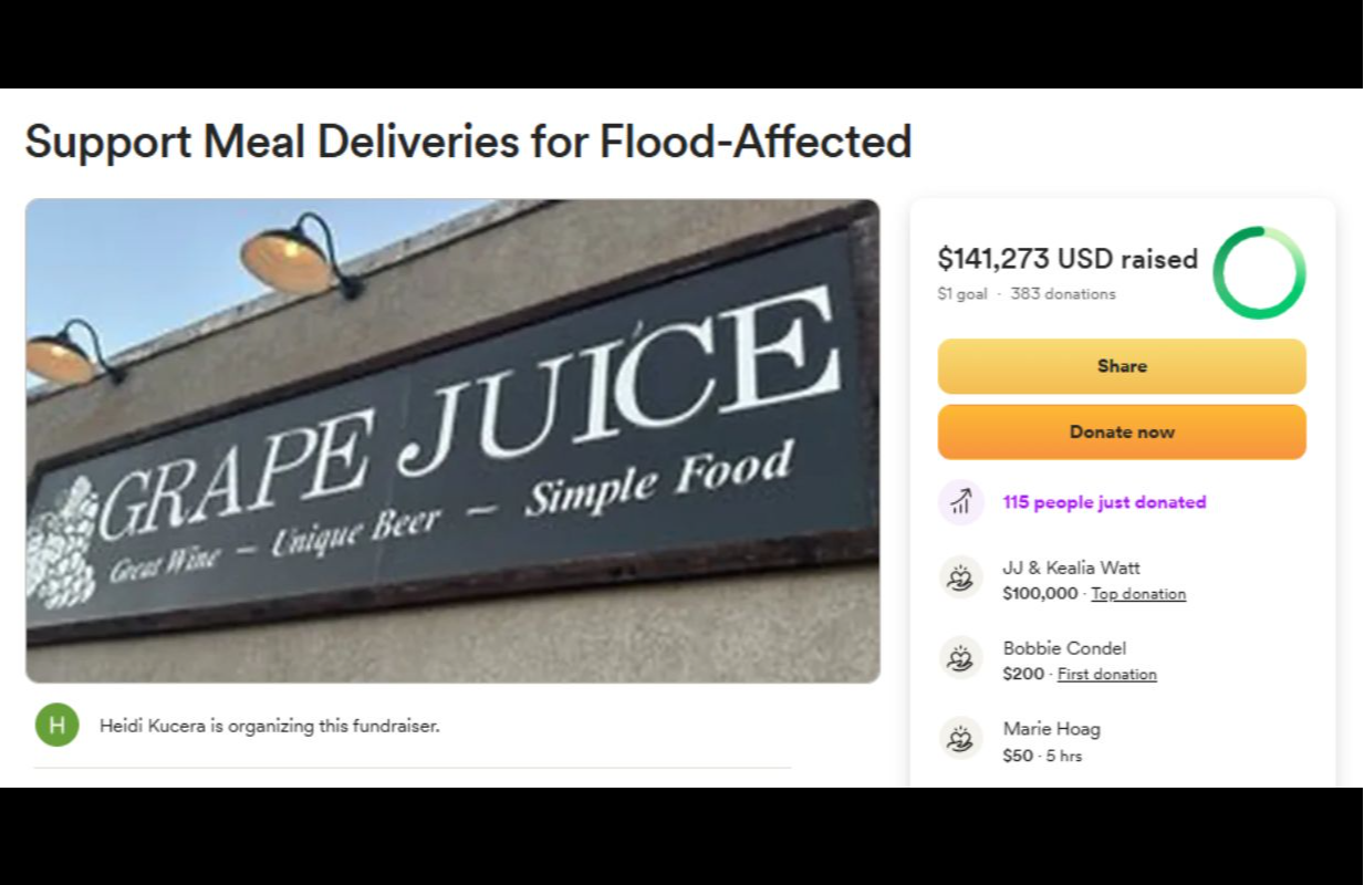 GoFundMe for Grape Juice restaurant (Image via Website/GoFundMe)