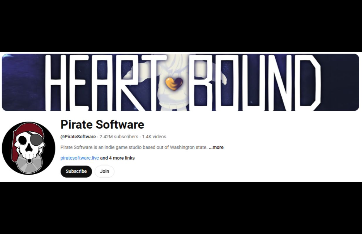 Pirate Software's YouTube Channel (Image via YouTube/Pirate Software @PirateSoftware)