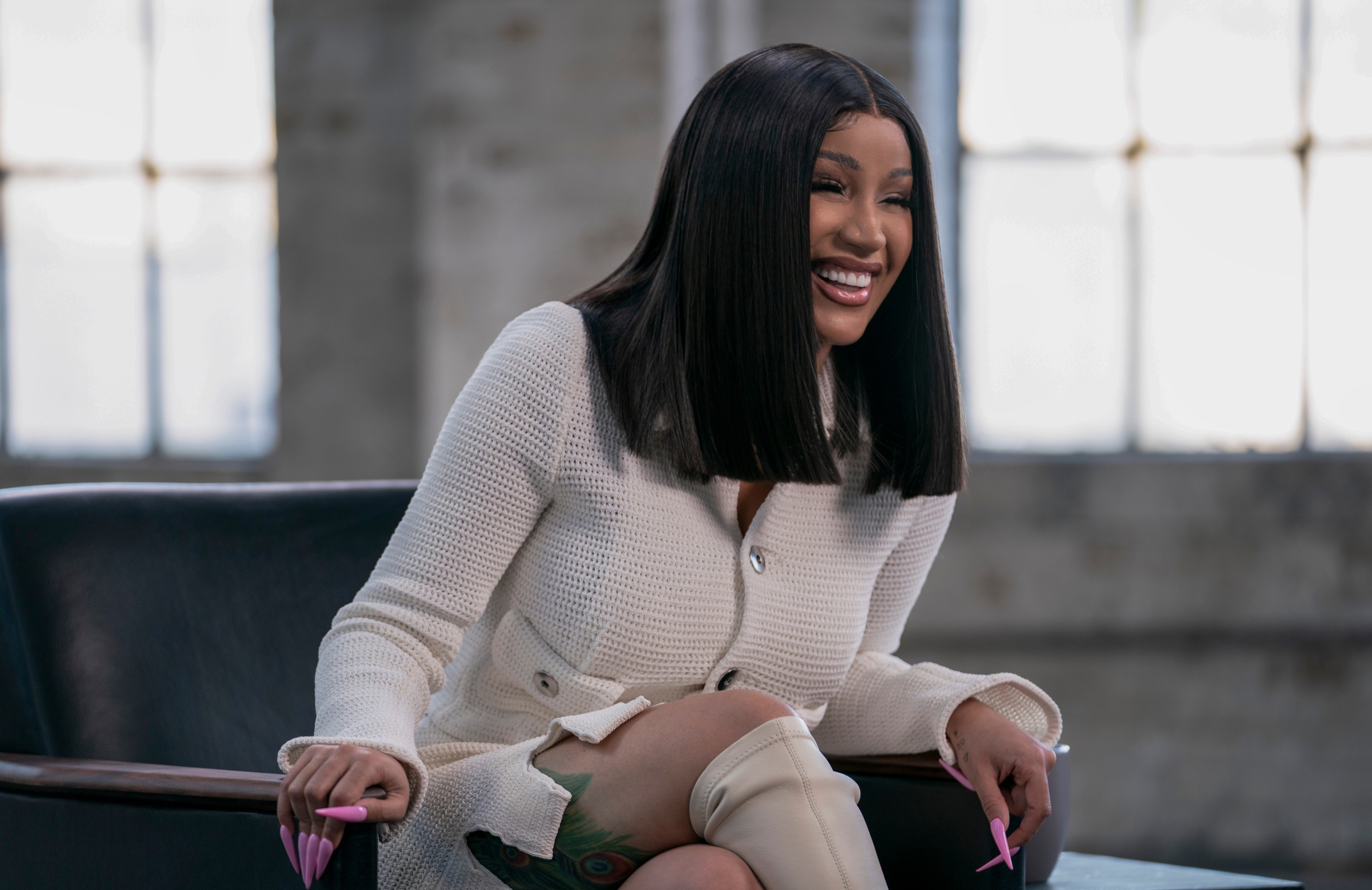 Cardi B during a conversation with David Letterman (Image via Everett Collection)