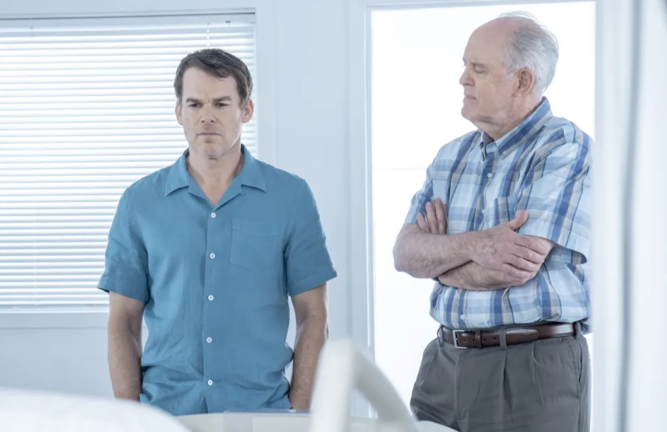Michael C. Hall as Dexter Morgan and John Lithgow as Arthur Mitchell in Dexter: Resurrection (Image via Paramount+)