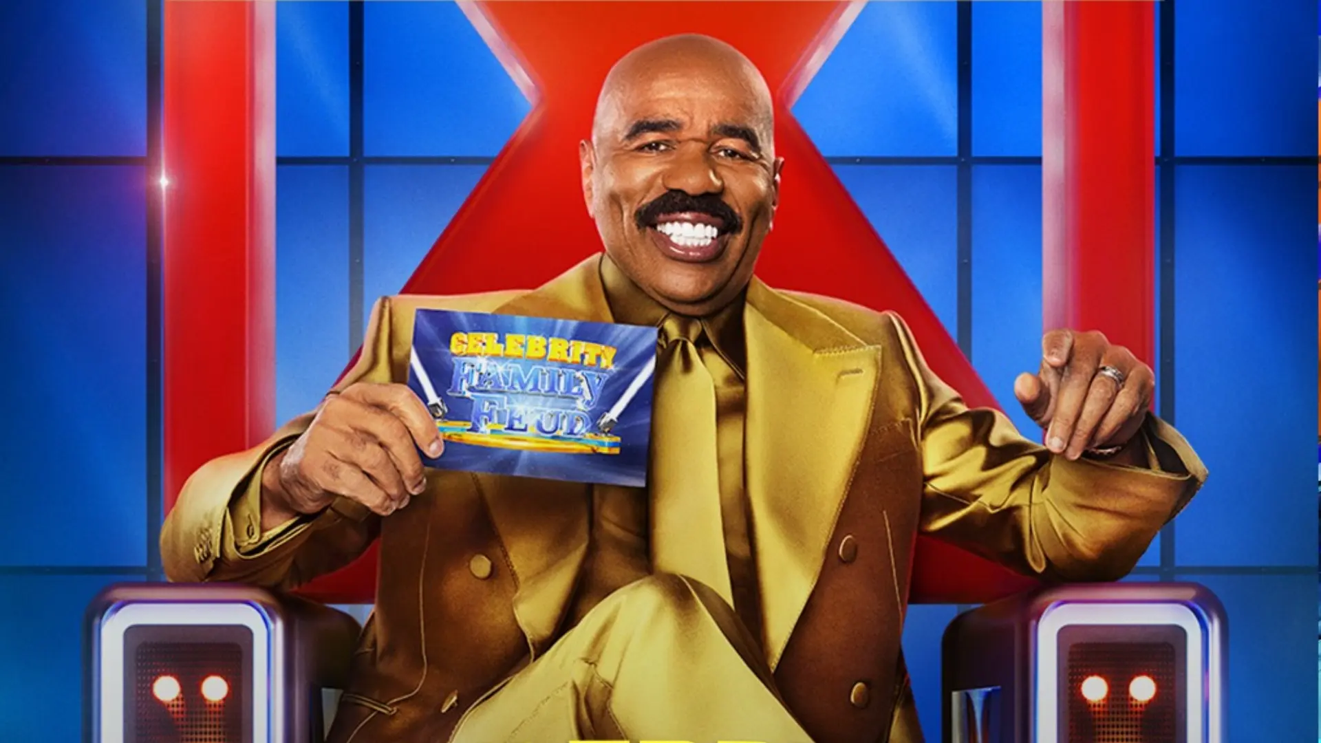Steve Harvey, host of Celebrity Family Feud (Image via Instagram @familyfeudabc)