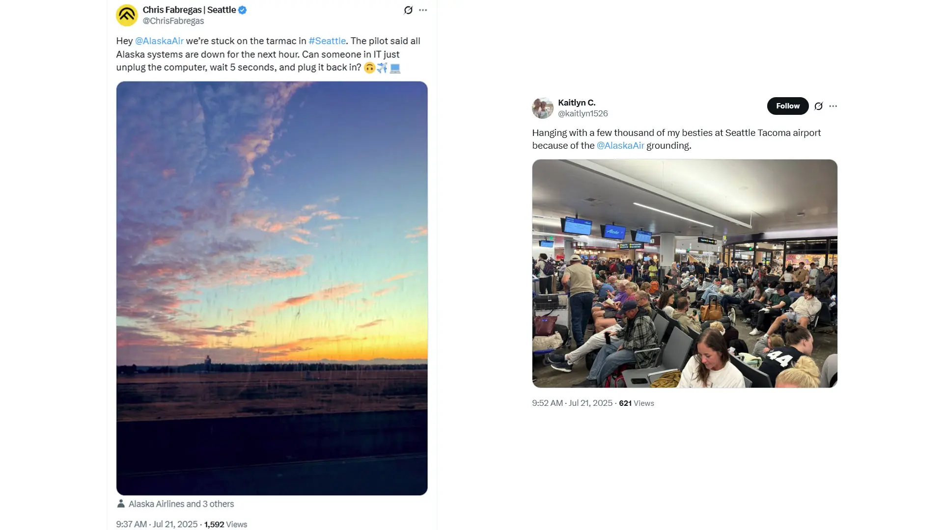 Comments reacting to the grounding (Image via X/ @ChrisFabregas, @kaitlyn1526)