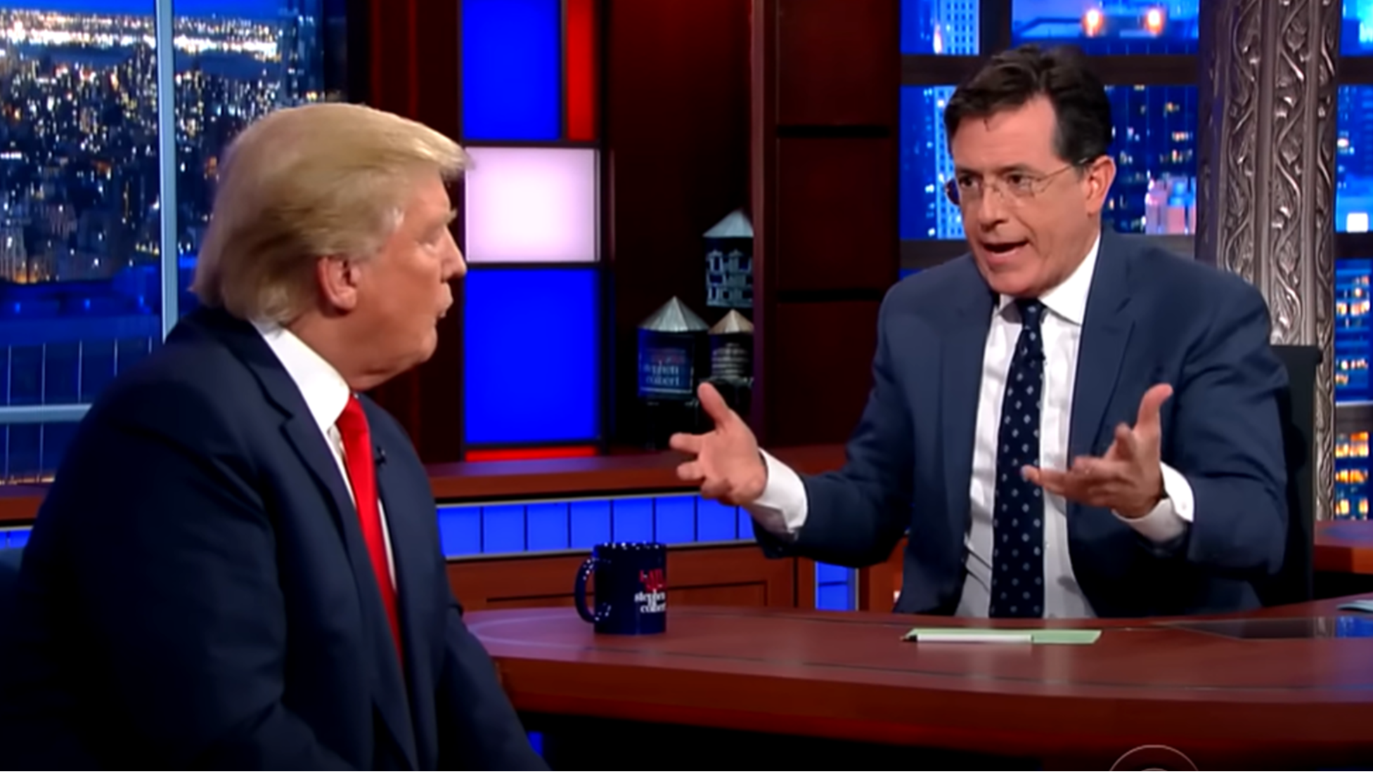 Stephen Colbert, featuring Donald Trump episode (Image via youtube/@The Late Show with Stephen Colbert)