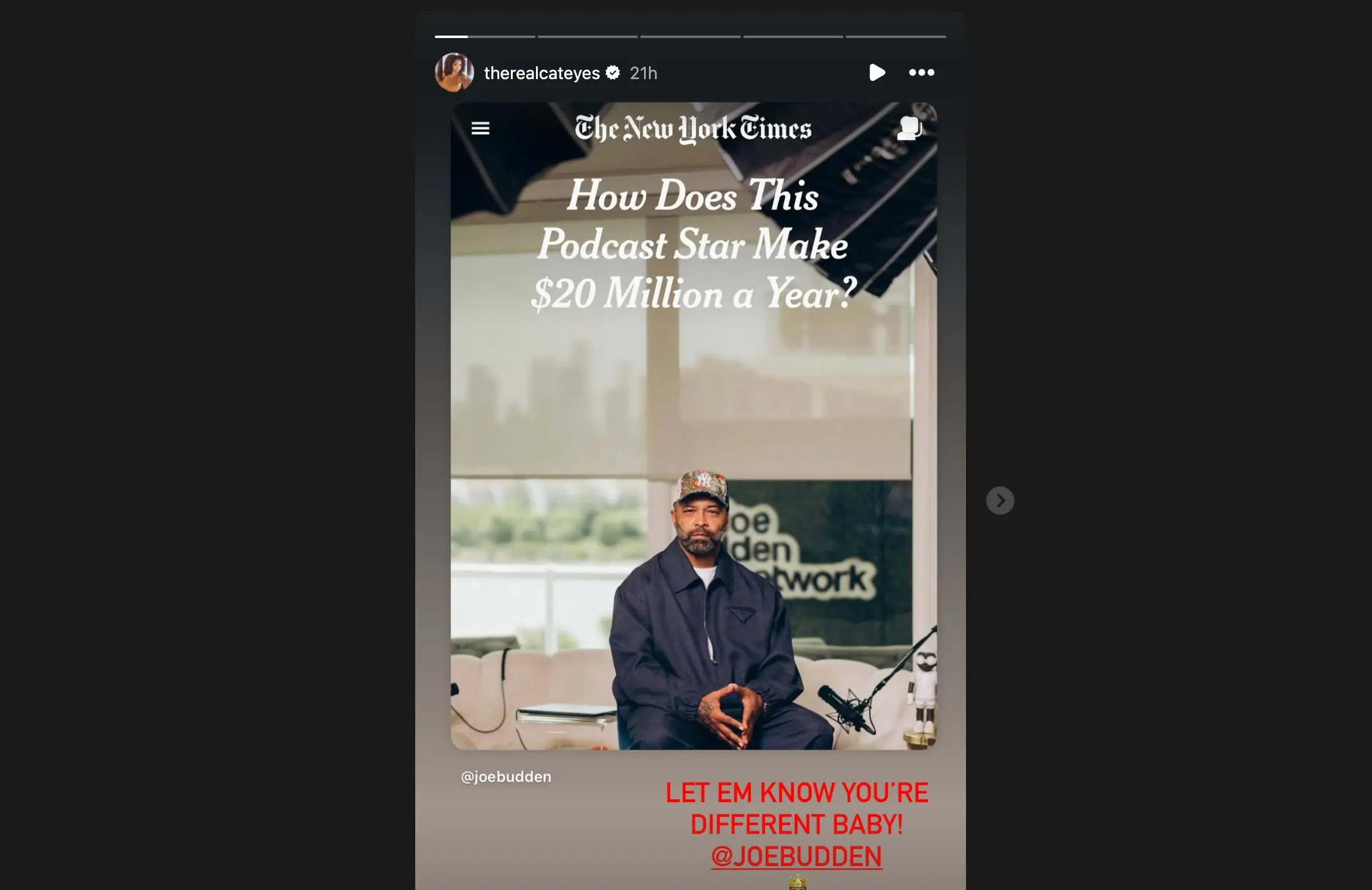 Shadée Monique's Instagram story about Joe Budden (Image via Instagram/@therealcateyes)