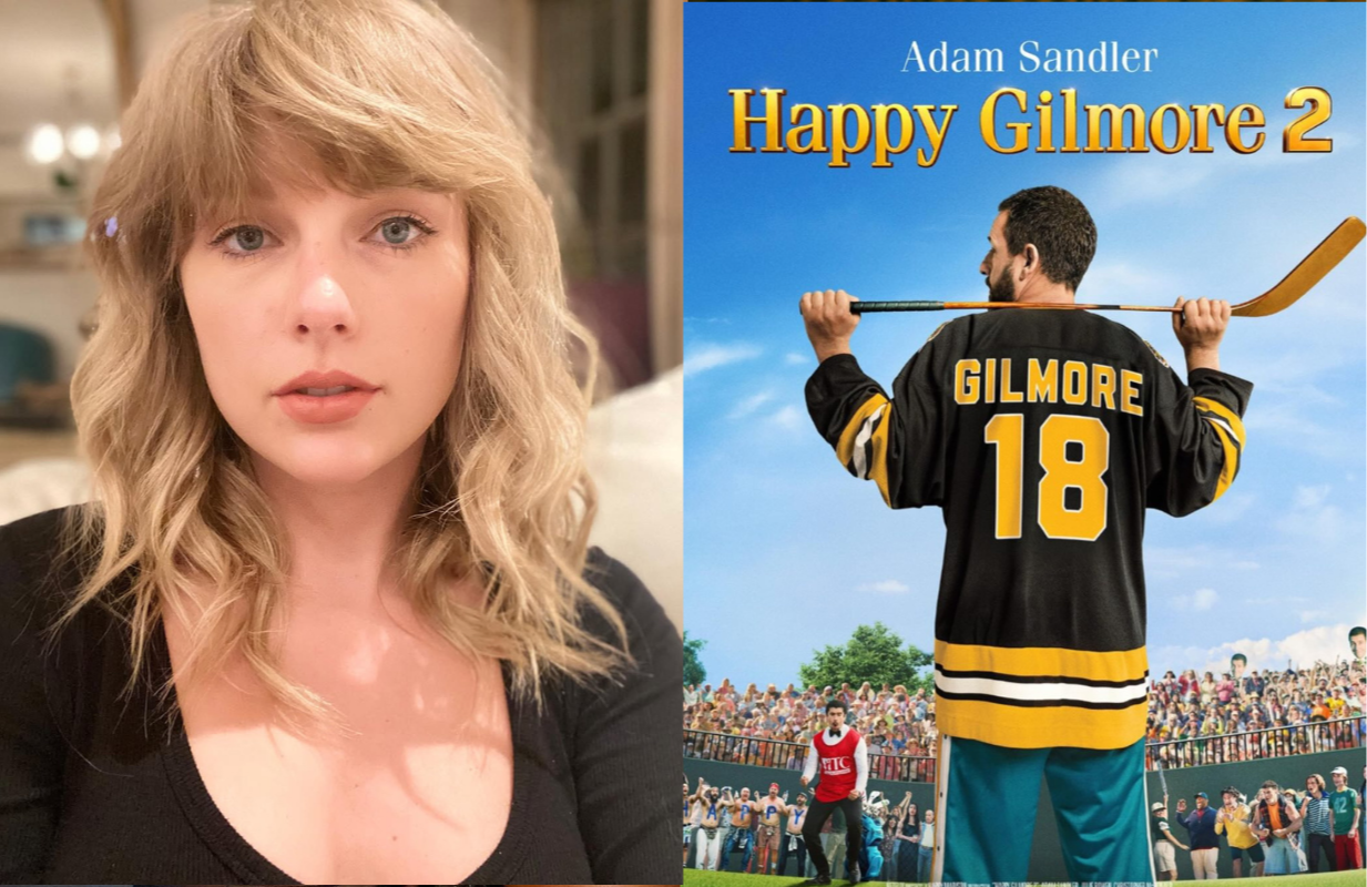 Taylor Swift goes full movie critic as Travis Kelce channels bear bait in Netflix’s Happy Gilmore sequel.