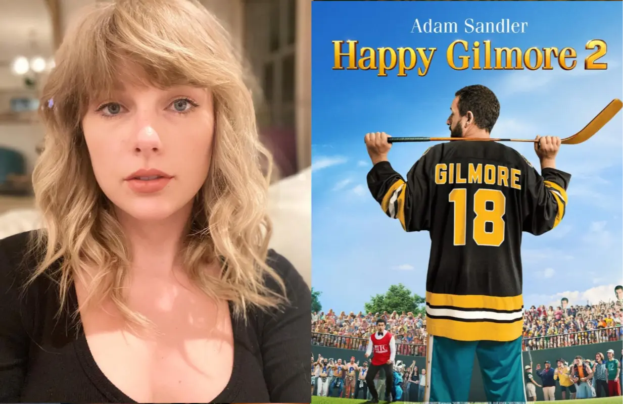 Taylor Swift goes full movie critic as Travis Kelce channels bear bait in Netflix’s Happy Gilmore sequel.