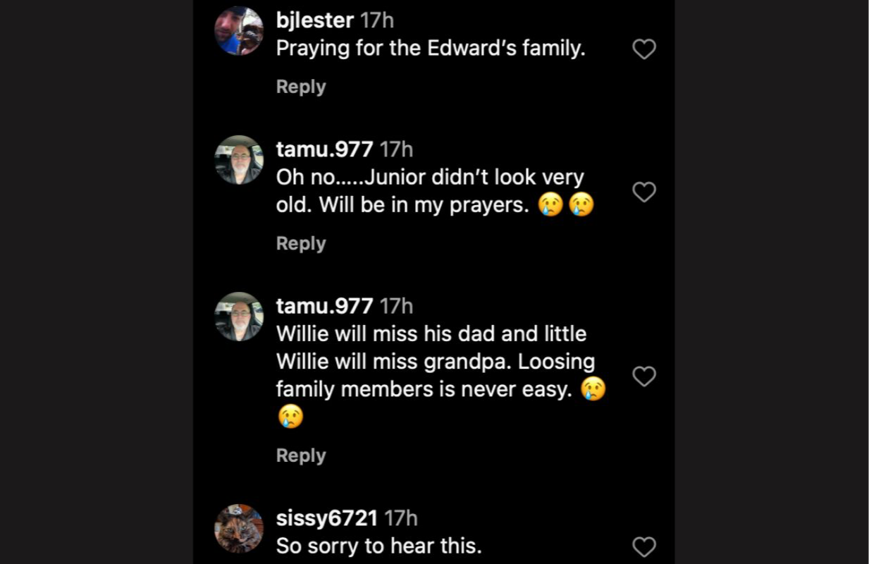 Netizens comment for Junior Edwards (Image via Instagram/@ashleydeadeyejones)
