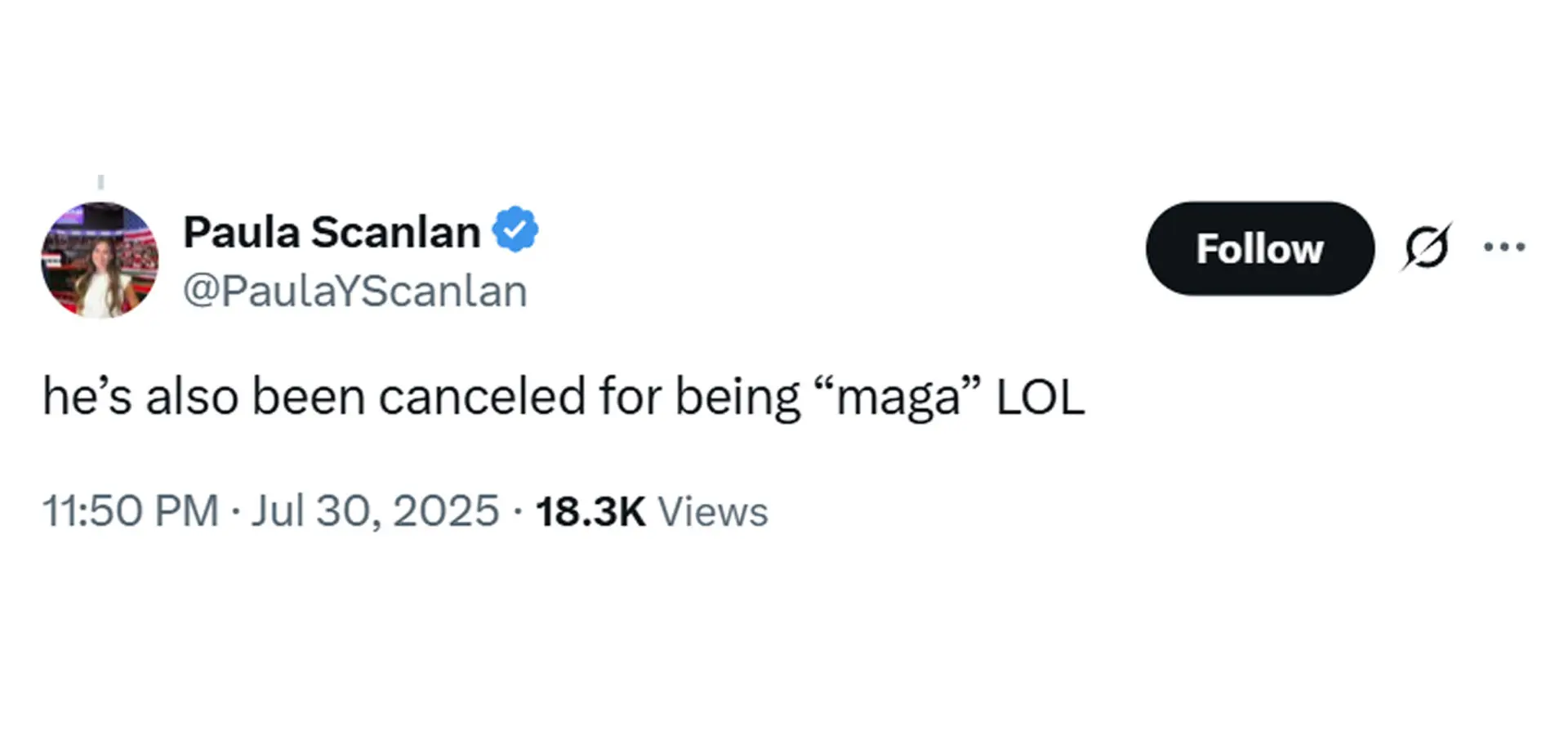 A comment reacting to the news (Image via x/ @PaulaYScanlan)