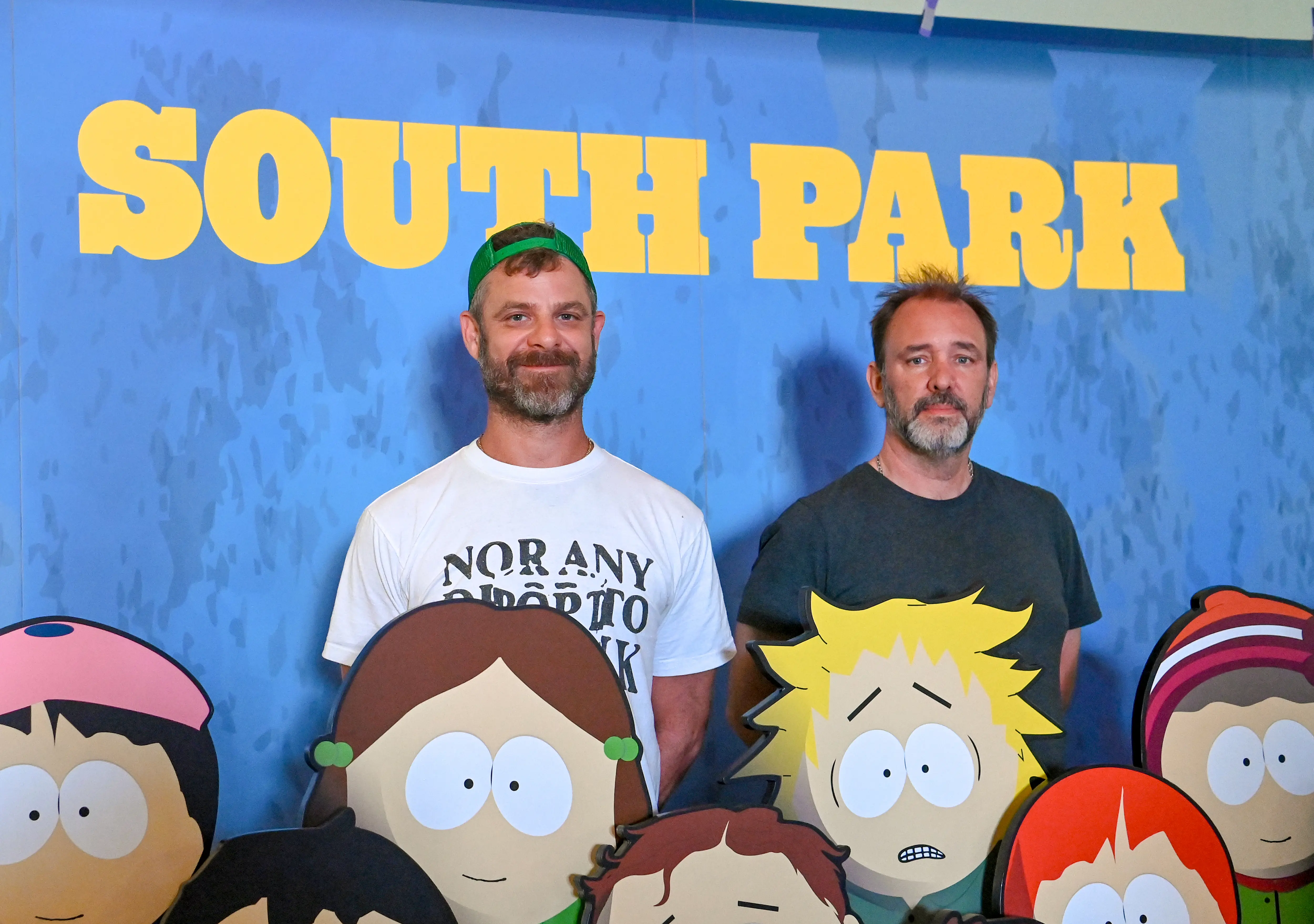 SAN DIEGO, CALIFORNIA - JULY 24: (L-R) Matt Stone and Trey Parker attend Paramount+’s South Park In San Diego event during 2025 San Diego Comic-Con on July 24, 2025 in San Diego, California. (Photo by Jon Kopaloff/Getty Images for Paramount+)