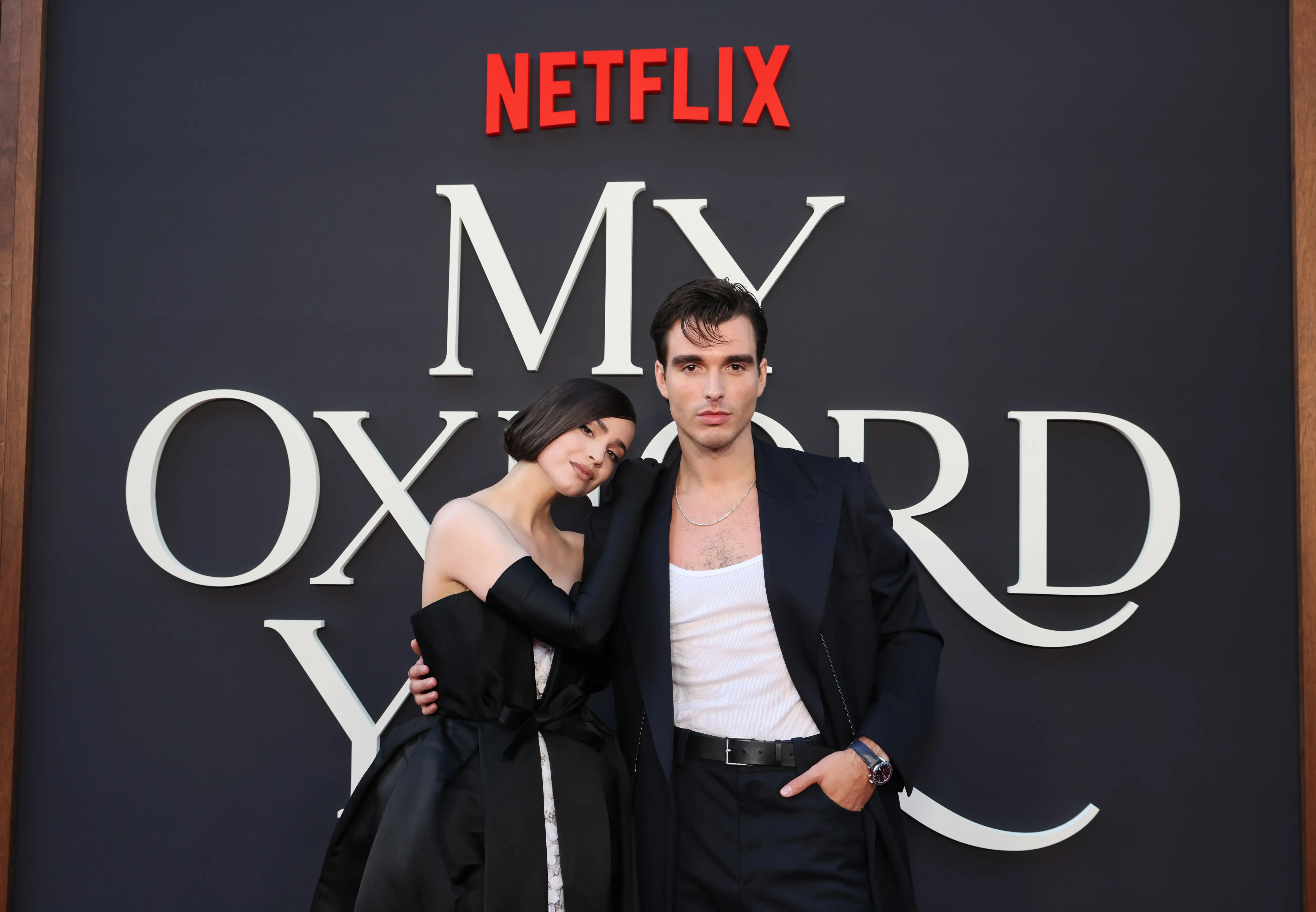 LOS ANGELES, CALIFORNIA - JULY 24: (L-R) Sofia Carson and Corey Mylchreest attend Netflix's 'My Oxford Year' Los Angeles Premiere at Netflix Tudum Theater on July 24, 2025 in Los Angeles, California. (Photo by Rodin Eckenroth/Getty Images for Netflix)