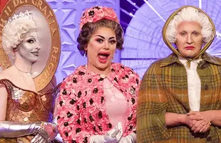 Blu Hydrangea, Baga Chipz, and The Vivienne in RuPaul's Drag Race: UK (BBC/Logo)