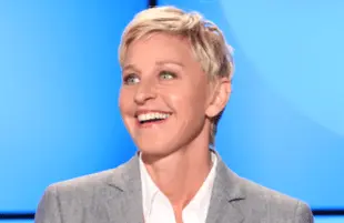 Ellen DeGeneres on the set of her eponymous daytime talk show. (Photo: Telepictures)