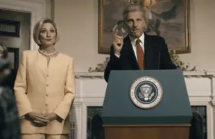 Edie Falco and Clive Owen in Impeachment: American Crime Story.