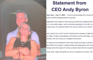 Andy Byron and Kristin Cabot caught in kiss cam chaos and fake PR storm.