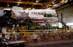 Reconstruction of the TWA FLIGHT 800 (Image via Everett Collection)