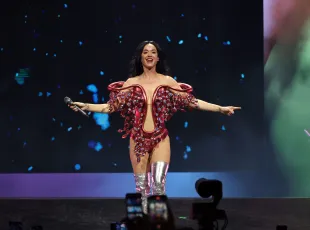 Katy Perry pauses her show to help a fan who collapsed while on stage during an emotional moment.